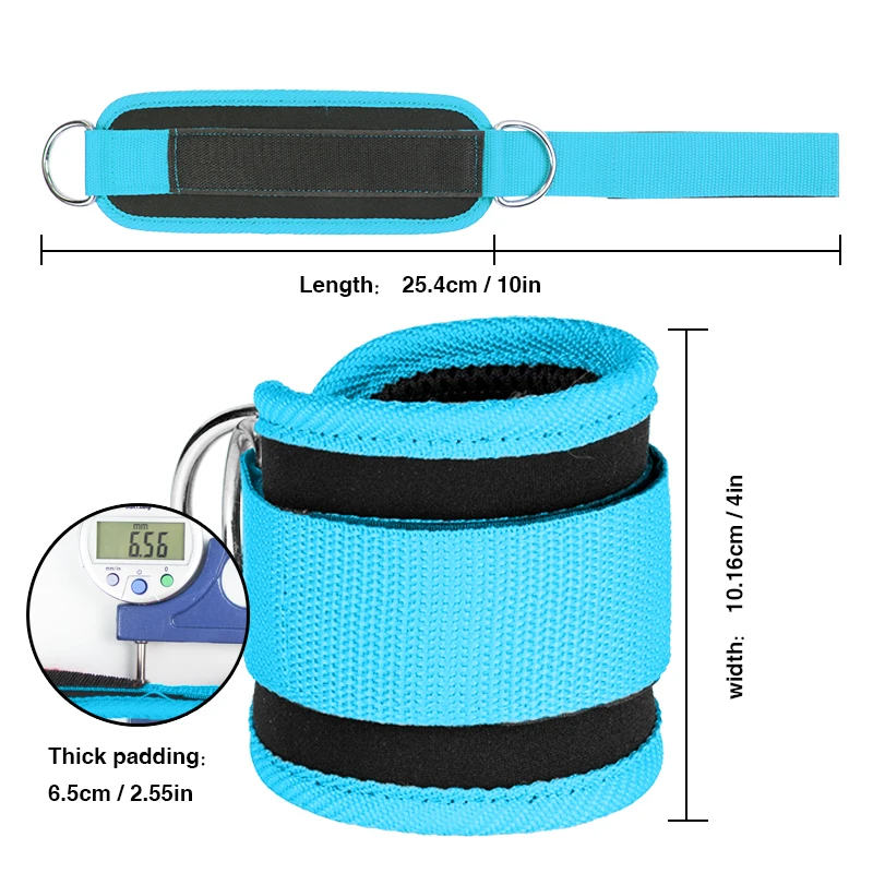 Fitness Adjustable D-Ring Ankle Straps For Cable Machines Foot Support Ankle Protector Padded Gym Cuff For Kickbacks Glute Legs