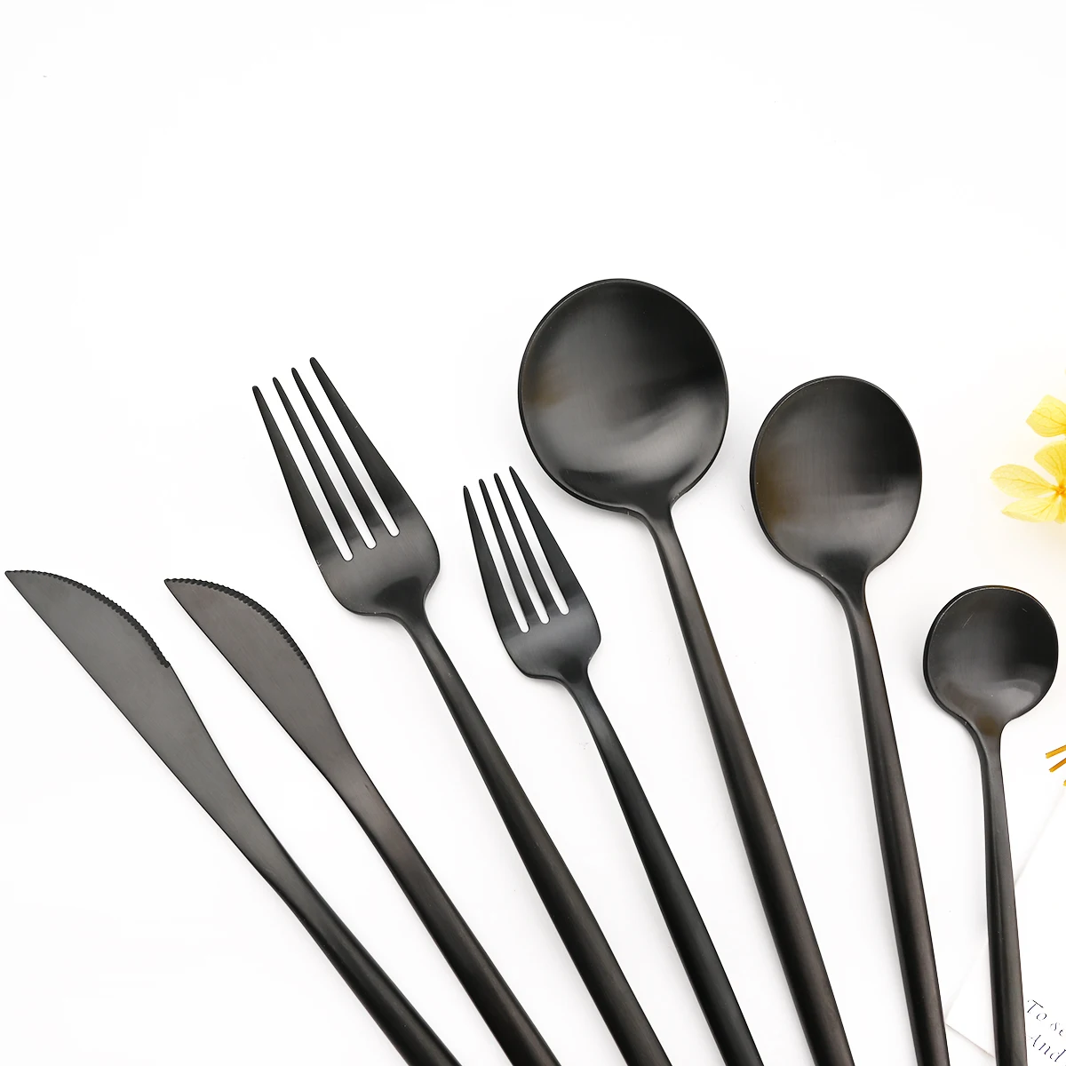 Vintage Matte Black Cutlery Set 18/10 Stainless Steel Dinnerware Knife Dessert Fork Coffee Spoon Tableware Set Kitchen Flatware