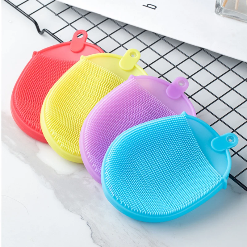 Silicone Dishwash Brush Dish Bowl Cleaning Brush Multifunction Scouring Pad Pot Pan Wash Brushes Kitchen Cleaner Washing Tool