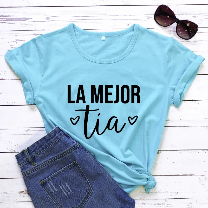 LA MEJOR tia T-Shirt Funny Best Tia Shirts Spanish Aunt Tees Latina Aunt Gifts Women fashion Casual vintage top