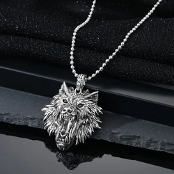 1PC New Retro Metal Punk Necklace Alloy Wolf Head Animal Totem Pendant Necklace Sweater Chain Men's Necklace Jewelry