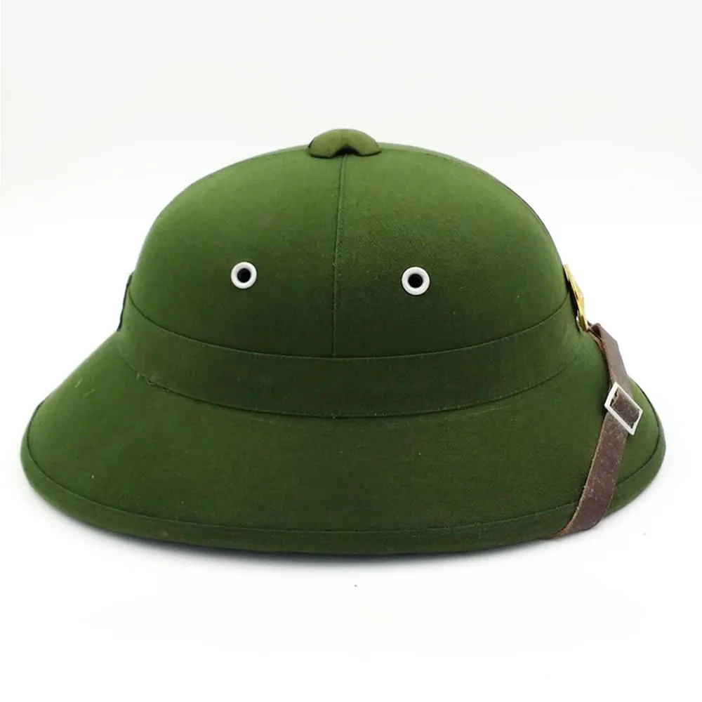 VIETNAM WAR CAP VC PITH HELMET HAT GREEN COLOUR WITH RED STAR