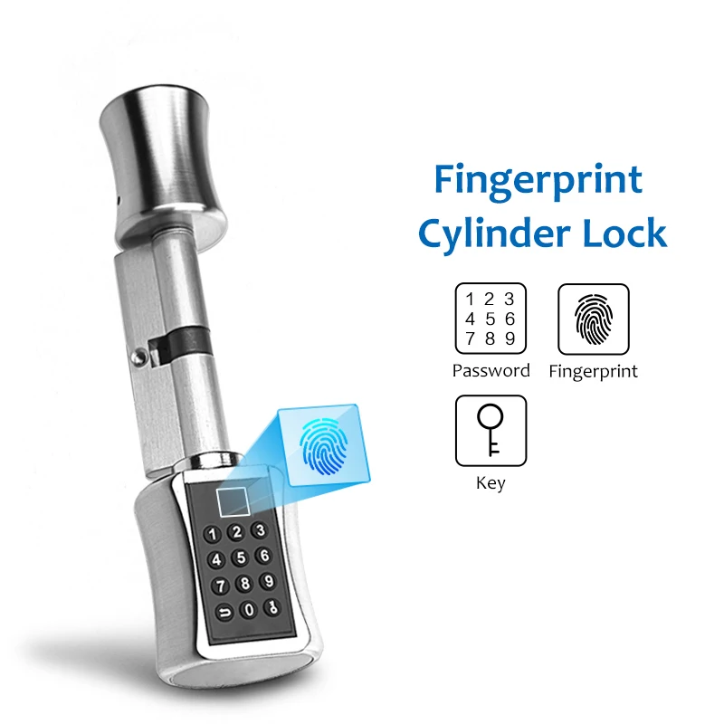 Biometric Fingerprint Smart Cylinder Lock  European Electronic Door Lock  Digital Keypad Code  Keyless Lock For Home Apartment