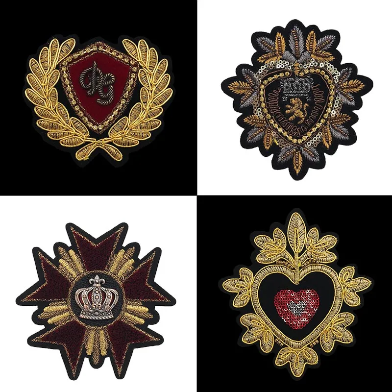 Metal Toothbrush Embroidery Crown Flower Love Heart Indian Wire Emblem Beads Crystal Handmade Patches Sew on Decorative Badges