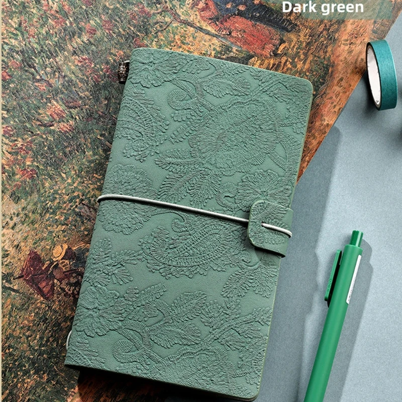 Retro Portable Notepad Vintage Travel Notebook PU Leather Notepad Embossed Craft for Men Women
