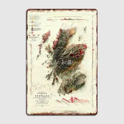 1865 3d Scotland Geological Map Digitally-Rendered Poster Metal Plaque Plates Customize Club Home Club Bar Tin Sign Poster