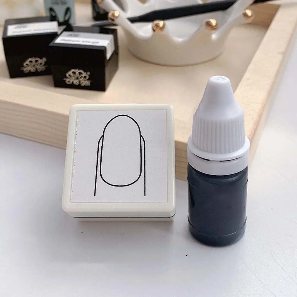 Round Type Hand Nail Design Manicure Salon Tool Drawing Painting Nail Template Stamp Seal Ink Beginners Nail Practice Seal Mold