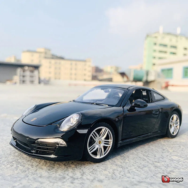 Rastar 1:24ポルシェ911カレラs黒スーパーカー静的シミュレーションダイキャスト合金モデルのおもちゃコレクションクリスマスギフトモデル