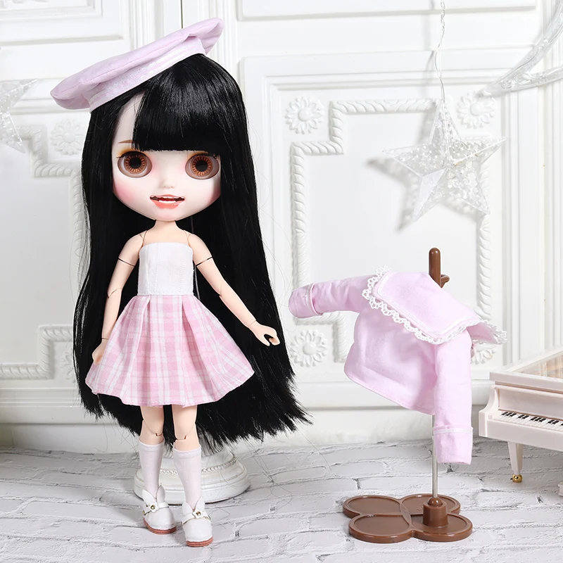 ICY DBS Blyth doll clothes Pink Maid outfit with coat and socks suit toy dress