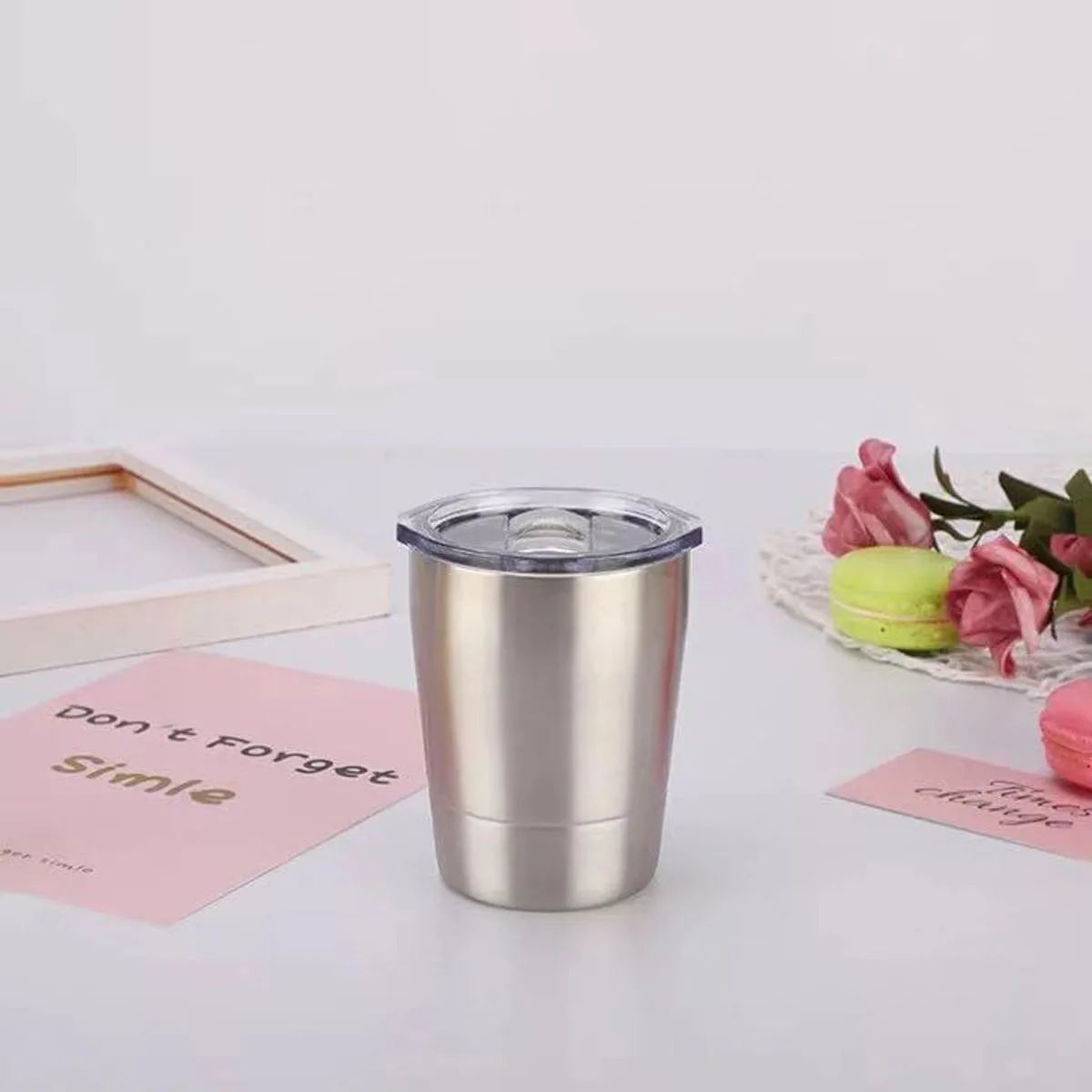 Creative 8OZ insulated milk cup 304 stainless steel outdoor male and female straw cup customization