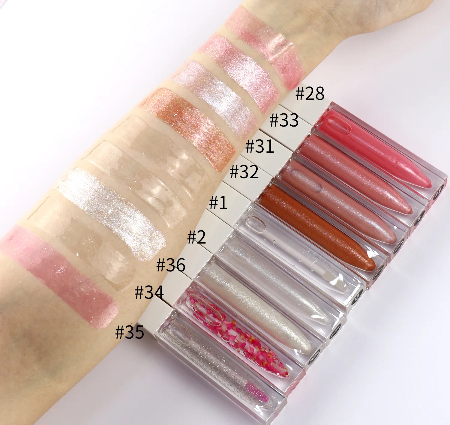 

Wholesale Custom Logo Lipgloss Vegan Moisturizing Plumping Lip Gloss Private Label Hydrating Colurful Liquid Lipstick 50pcs