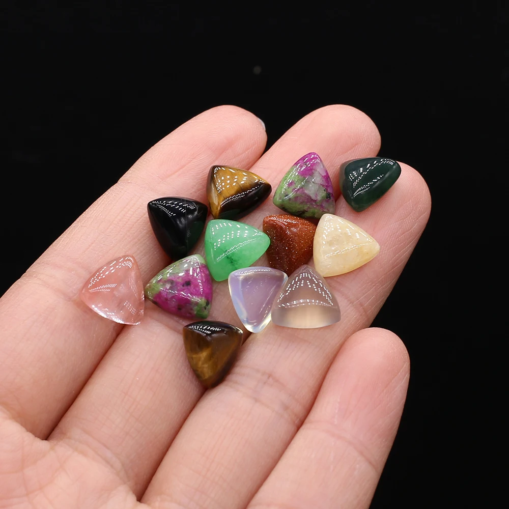 10 sztuk/partia kamień naturalny Cabochon koraliki grzywny trójkąt kształt naturalne agaty luźne koraliki do tworzenia DIY biżuteria prezent 10x10mm