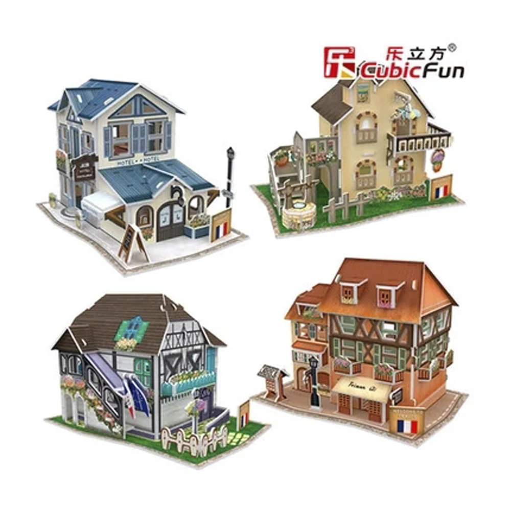 T59 3D Puzzle American fast food restaurant DIY Creative gift Educational toys World style tour construction paper model