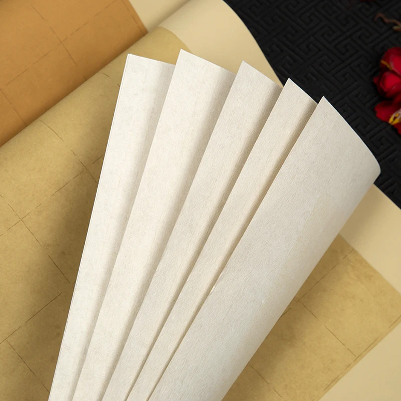 20 Sheets Batik Xuan Paper Thicken Half-Ripe Rice Paper Brush Writing Competition Paper 34*69cm Xuan Paper Stationery