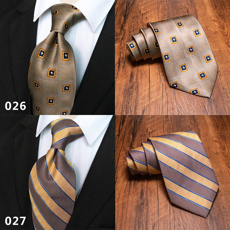 Classic Vintage Mens Tie Handmade 10cm 100% Silk Printed Necktie Geometric Checked Jacquard Ties For Man Business Wedding Gift