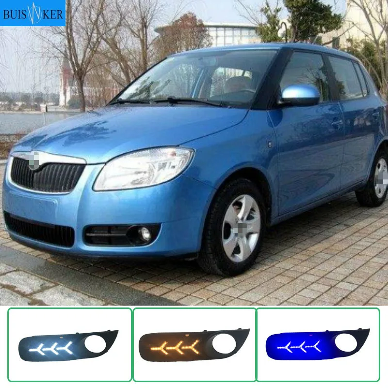 

1 Pair 12V ABS LED DRL Daytime Running Lights Fog Lamp Cover Car- styling For SKODA Fabia 2008-2011