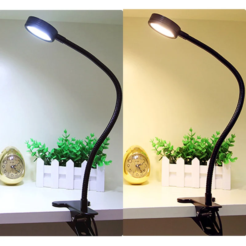 

LED Desk Clamp Reading Lamp 30/40/50cm 5W Flexible Table Clip Light Eu/US Plug