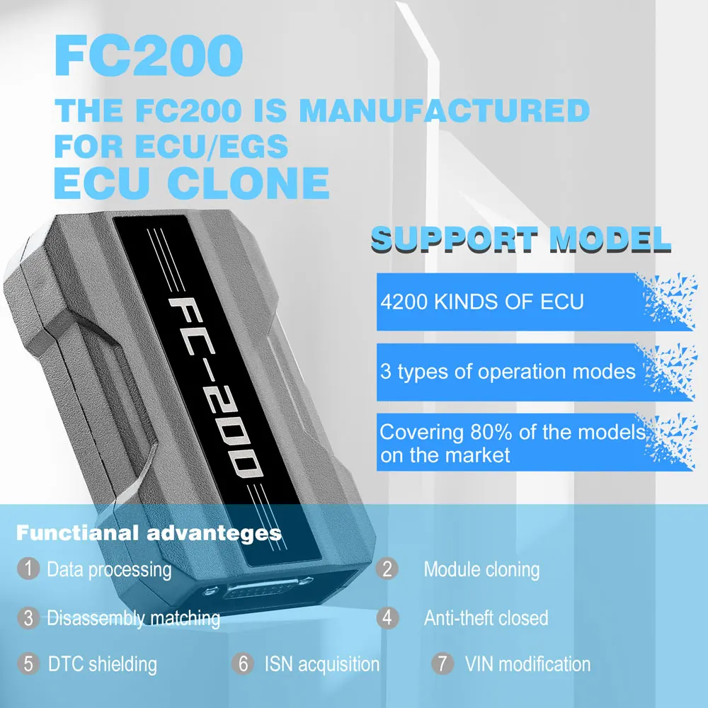 

ECU Программатор CG FC200 для клонирования ECU/EGS, поддержка 4200 ECUs EGS и 3 рабочих режима