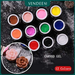 VDN 12 Colors Carved Gel Nail Polish 3D Modeling Sculpture Painting Gel Lacquer DIY Nail Art Design Plasticine Gel Varnish 10g