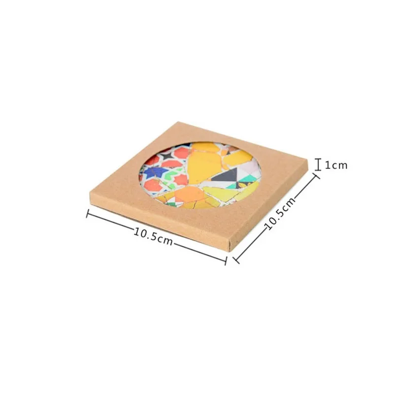 クラフト紙製の窓付き包装ボックス,コースター,セラミックカップ,マット,パッドマグ用のギフトボックス,diy,100個。