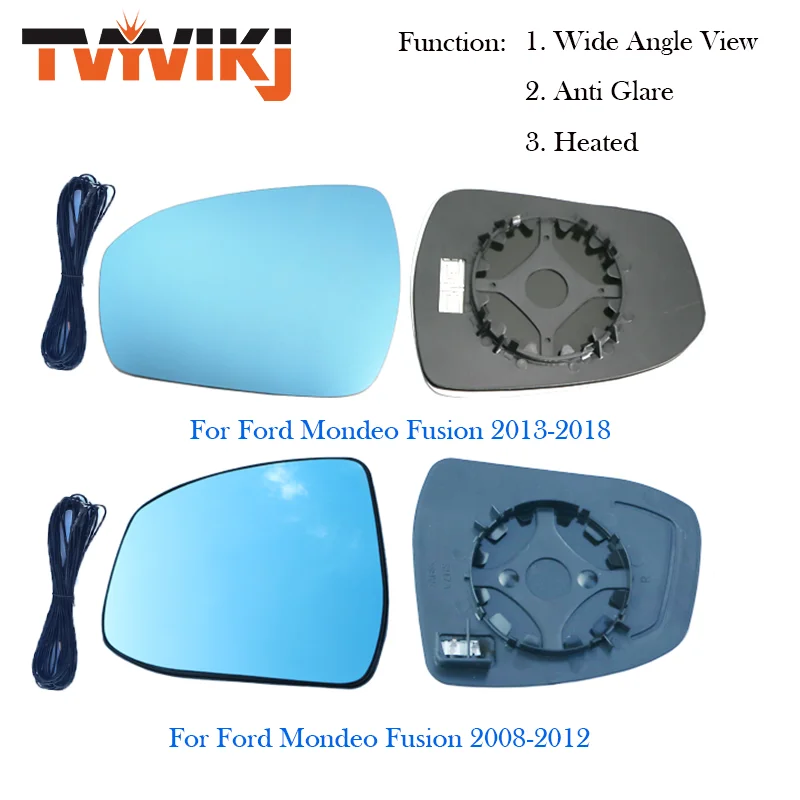 TVYVIKJ Side Rearview Mirror Blue Glass Lens For Ford Mondeo Fusion 2008-2018 Wide Angle View anti glare door mirror wing