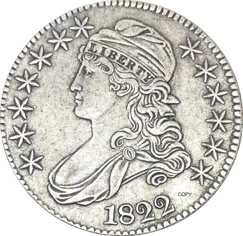 1822 United States 50 Cents ½ Dollar Liberty Eagle Capped Bust Half Dollar Cupronickel Plated Silver White Copy Coin