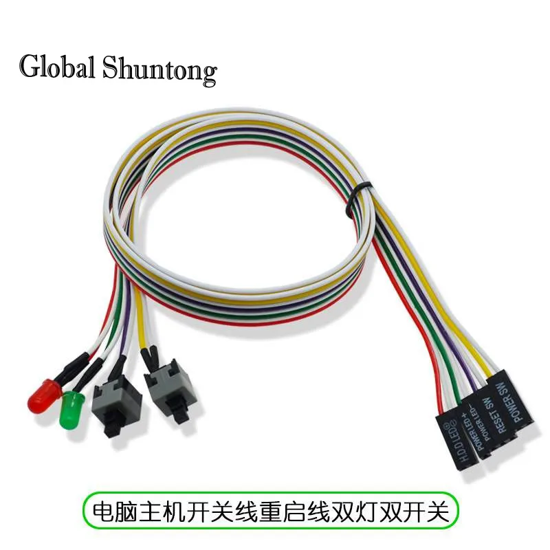 5PCS 65CM Slim  Compute Motherboard Power Cable Original On Off Reset with LED Light    Switch Push Button 