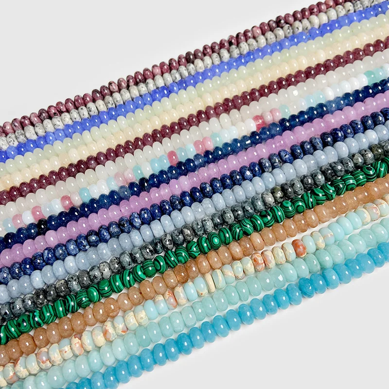 Natural Stone Smooth Rondelle Beads Chalcedony Jades Rondelle Bead Abacus Loose Spacer Beads For DIY Necklace Earring Making