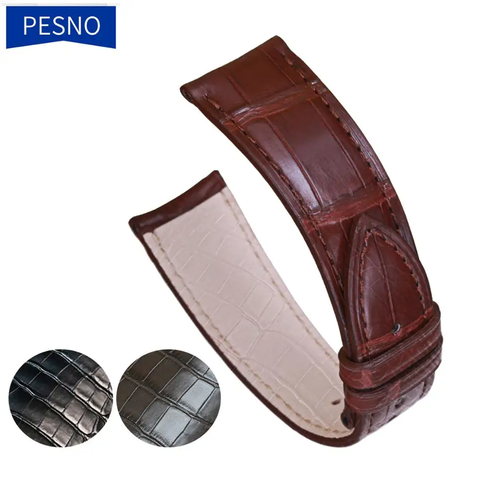 

Pesno Replacement Watchbands for Jaeger-LeCoultre Master 1368420/1362501 Alligator Skin Leather Watch Strap Belt Men Accessories