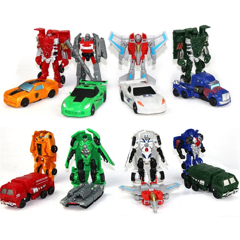 1Pcs Plastic Kid Classic Robot Auto Speelgoed 10Cm Transformatie Model Robot Car Action & Toy Figures Onderwijs Jongen gift I0303