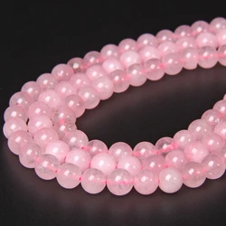 Natural Polished Rose pink Quartz crystal Stone beads round Spacer Loose Beads 4 6 8 10 12 mm Gem Stone DIY For Bracelet Jewelry