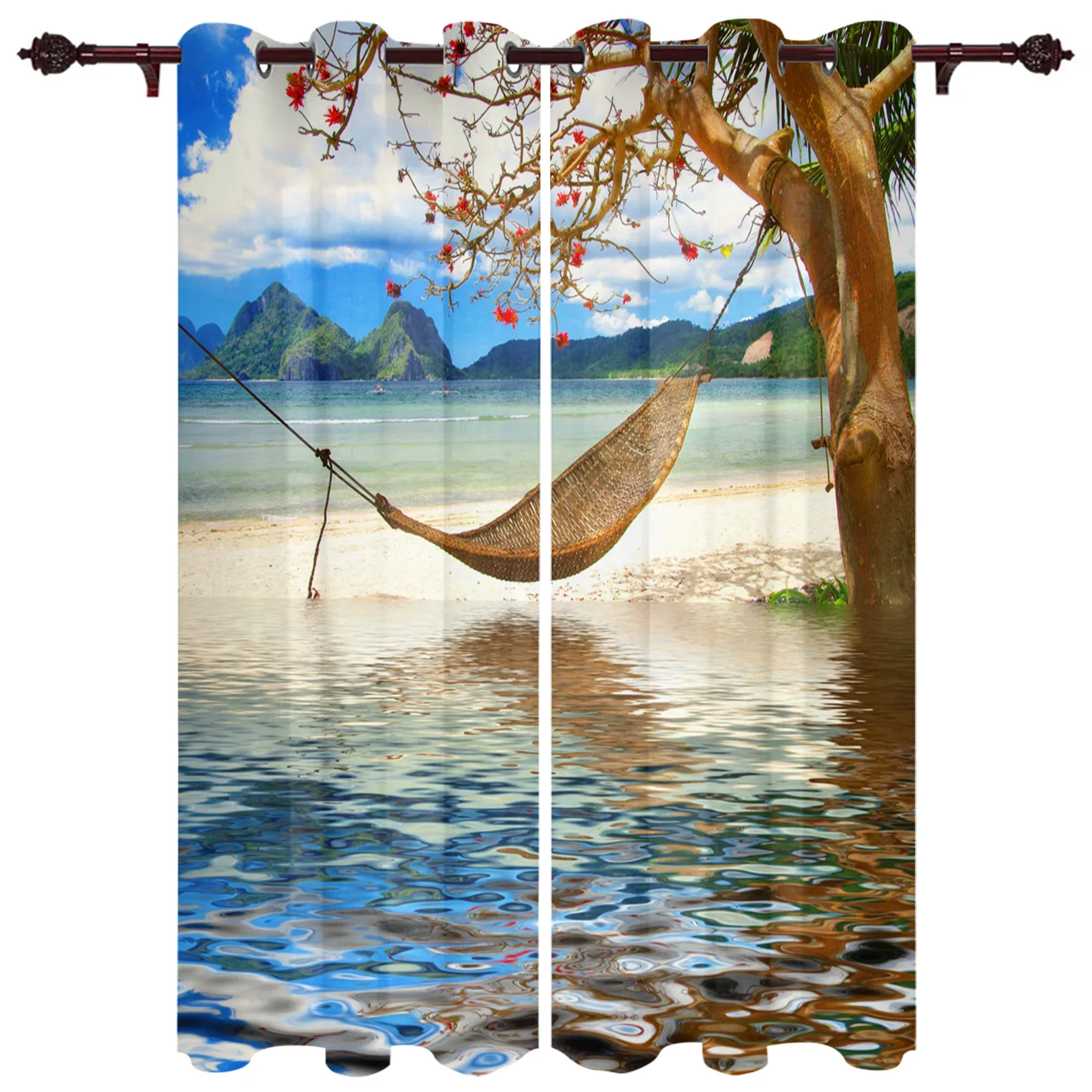 Seaside Hammock Tree Large Curtains For Living Dining Modern Simple Curtains Finished Curtains For Dining Room Bedroom