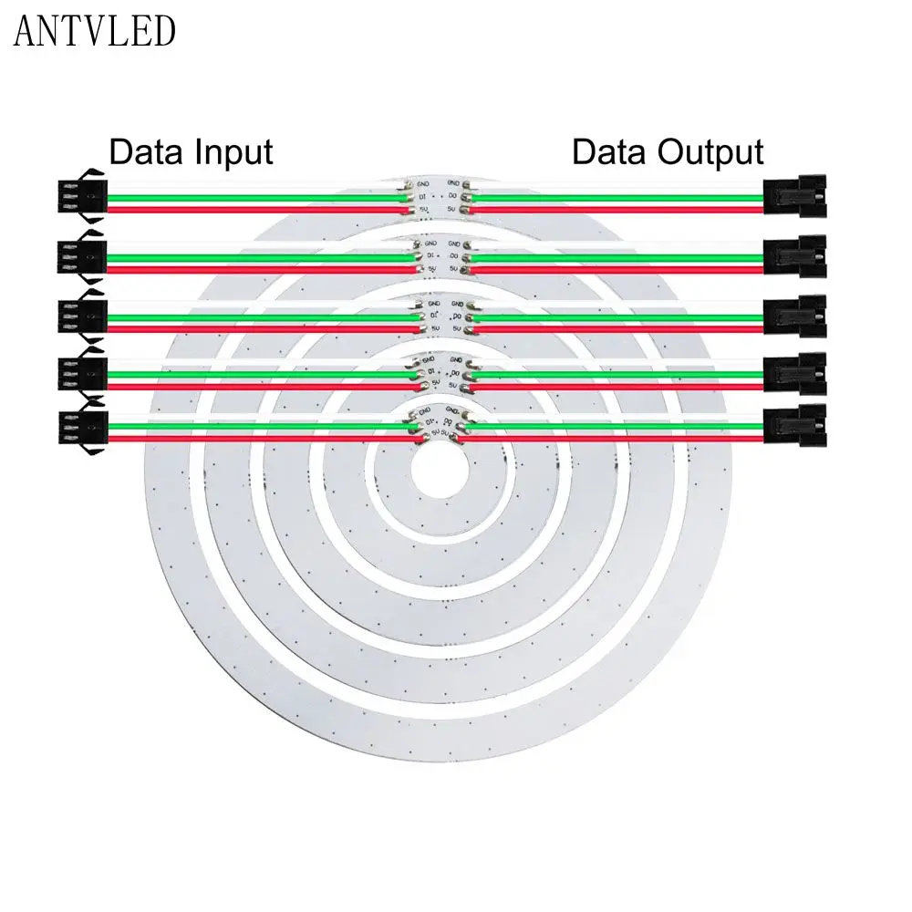 WS2812b LED-Ring Adressierbar 8/16/24/35/45 LEDs 5050 RGB LED-Diodenring Farbige IC-Eingebaute LED – Detail 2