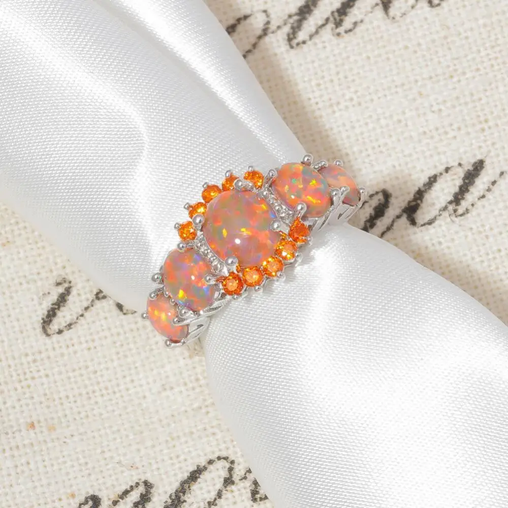 CiNily Color Optional Luxury Oval Fire Opal 925 Sterling Silver Rings for  Vintage Jewelry Ring Women Birthday Party Gift