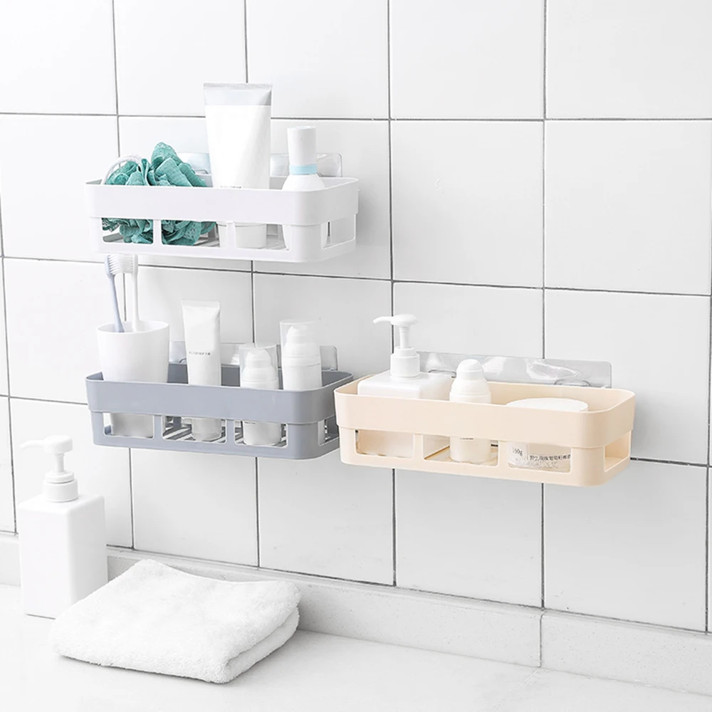 Hot Sale Adhesive Storage Rack Bathroom Accessories Corner Shower Shelf Kitchen Bathroom Shelf Home Decoration 3 Colors