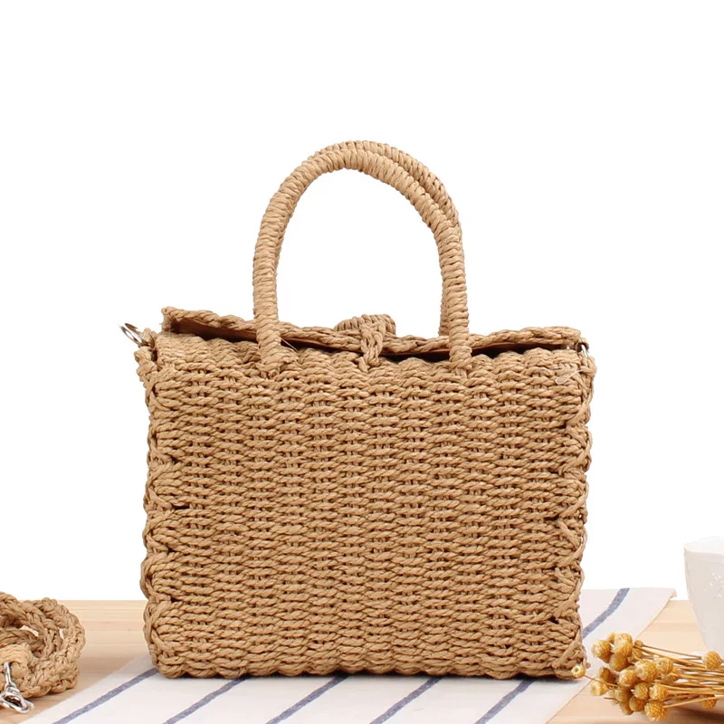 Bohemian Straw Shoulder Bags For Women Beach Handbags Summer Vintage Rattan Basket Female Casual Handmade Woven Crossbody Bags