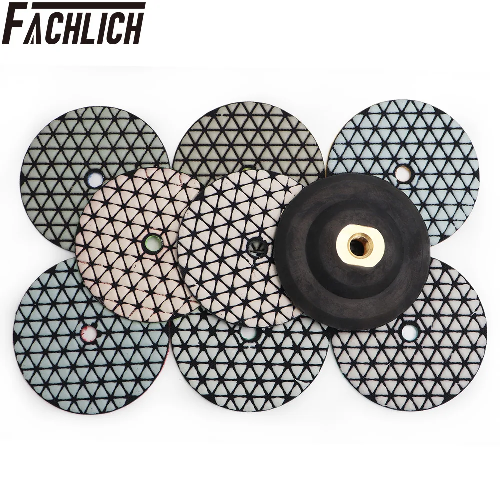 

FACHLICH 9pcs/setDry Diamond Resin Bond Sanding Disc For Stone Granite and Marble Dia 100mm/4" Flexible Polishing Pads