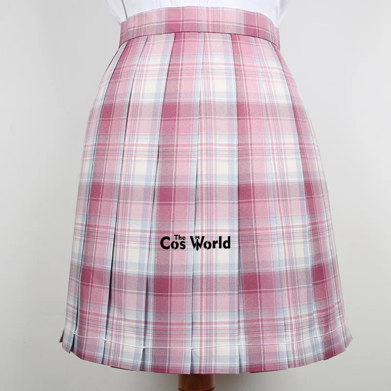 [Little rosa] saia plissada de cintura alta para meninas, vestido feminino de verão, uniforme escolar de jk, panos de estudantes