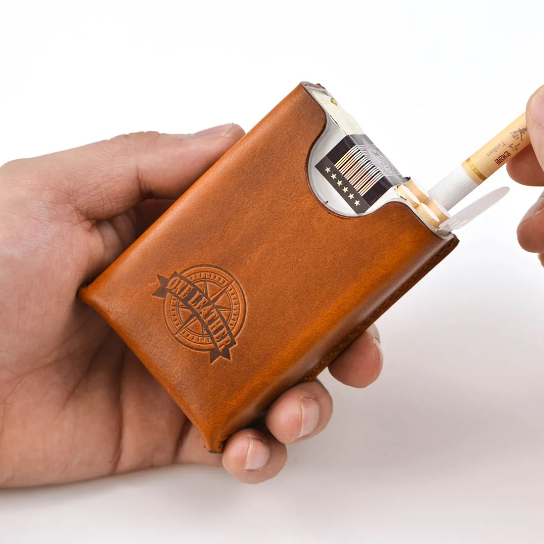 one leather cowhide Minimalism men\'s cigarette case Cigar Case W2080-1