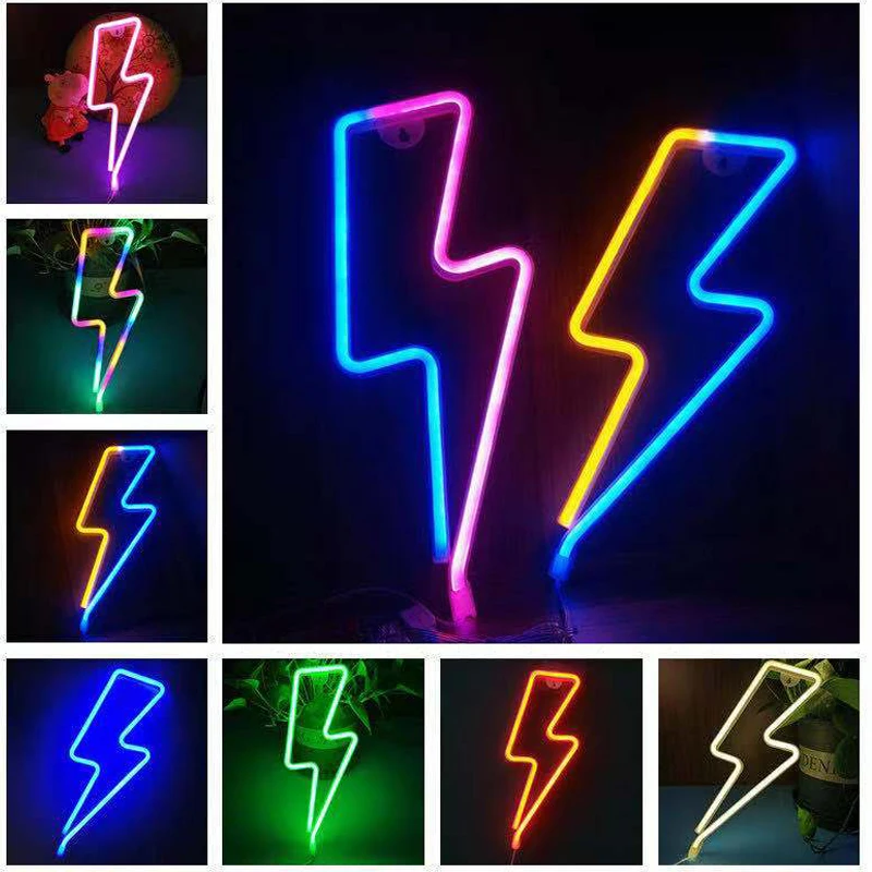 

New product neon light hanging type lightning modeling light holiday room bar lighting decoration LED night light 5V USB battery