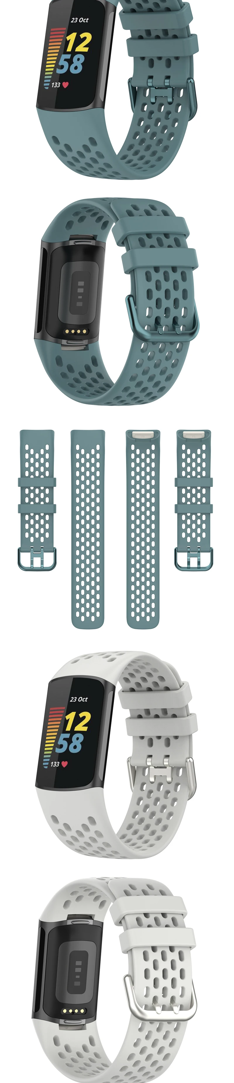 Breathable Rubber Strap For Fitbit Charge 5 Correa Sport Replacement Silicone Wristband For Fitbit Charge6 Watch Bracelet
