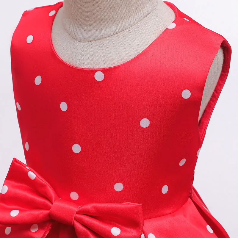 Girls Dress Wedding Evening Party Elegant Princess Dress Casual Kids Clothes Bow Dots Dress Children\'s Vestidos New Year Dresses