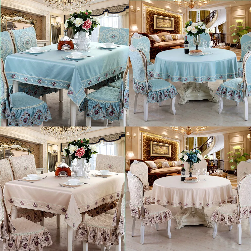 

Royal luxurious embroidery tablecloth Chair Cover comfortable soft High density cotton velvet dining table cloth Table Cover