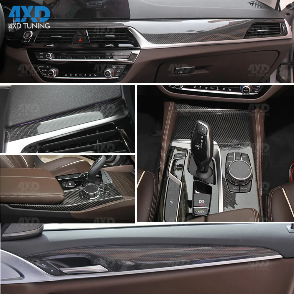 G30 G38 Carbon Fiber Interior Trim Cover For BMW 5 Series 530i M5 F90 6 Ser GT G32 Gloss & Matt 9 Pcs LHD Only 2017 - 2023