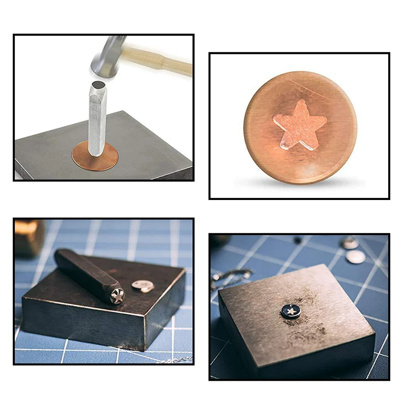 Leather Stamping Tool Set Carving Cross Star Heart Jewelry Stamping Mold Tool Leather Craft Stamp Punching Tool