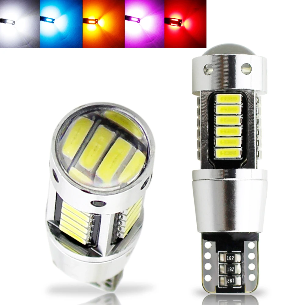 

2pcs W5W T10 LED Canbus 4014 SMD Lens Bulb 194 168 White Yellow Red Ice Blue Car Dome Reading Trunk Lamp Clearance lights 12V