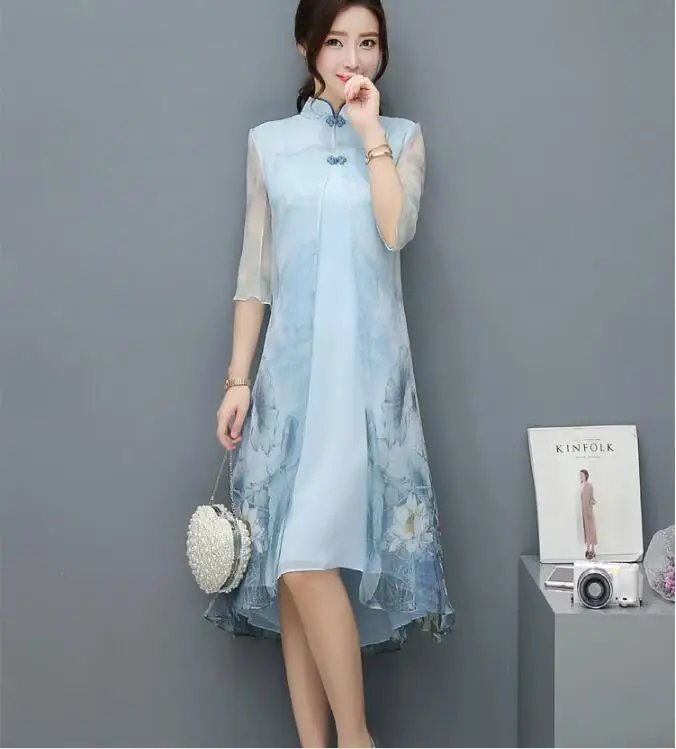 New Chinese style Cheongsam dress Leisure Vietnam womens dress