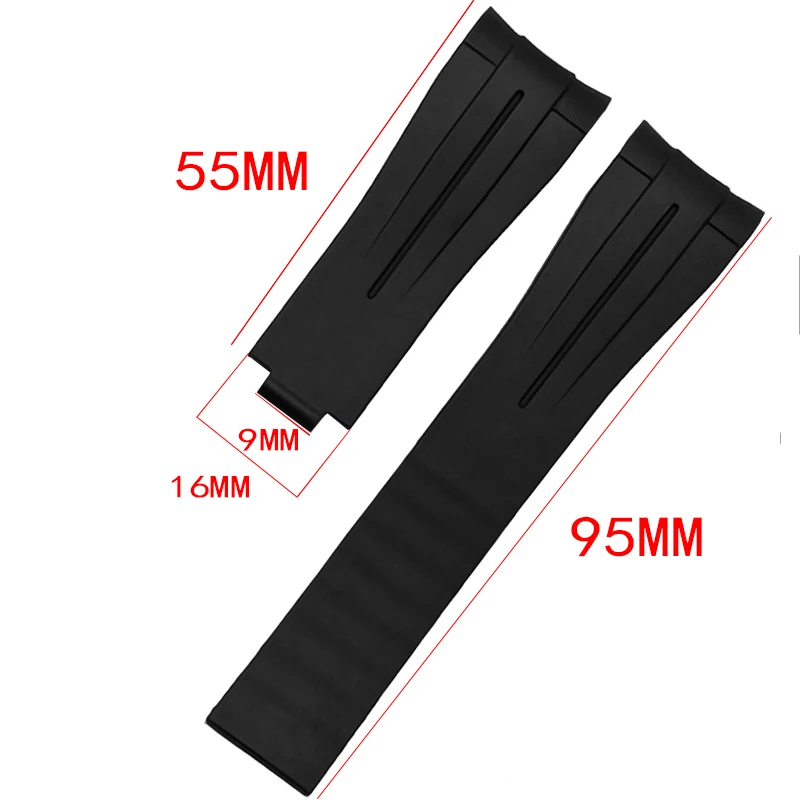 20mm 21mm High quality Rubber watch strap for Rolex wristband black blue curved end waterproof silicon watches band bracelet