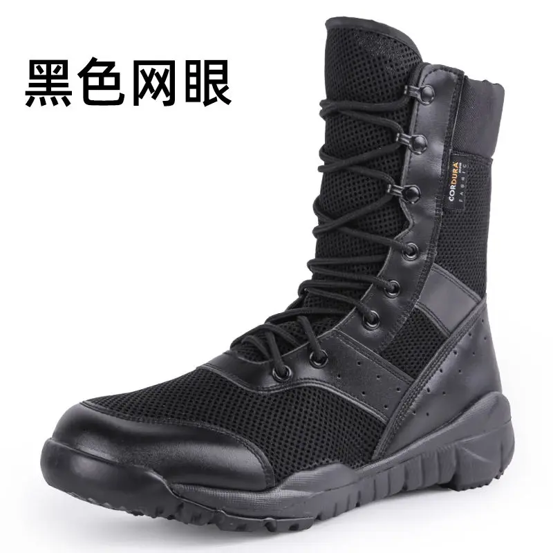 CQB-botas militares tácticas de lona transpirables para hombre, zapatos de seguridad de las fuerzas especiales, malla de combate ultraligera, Verano