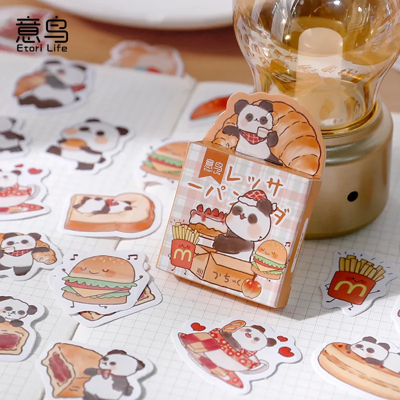 45 sztuk/partia Kawaii Panda naklejki papierowe płatki papiernicze artykuły szkolne